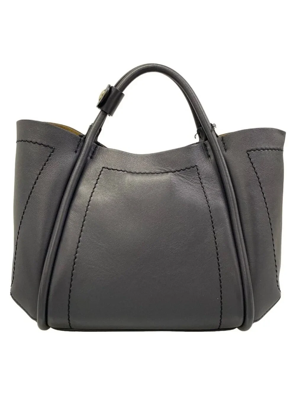 Max Mara Tote Bag Extra Small Leather Marine Dark Gray